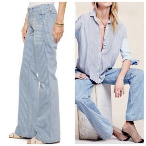 Free People Railroad Stripe Flare Jeans